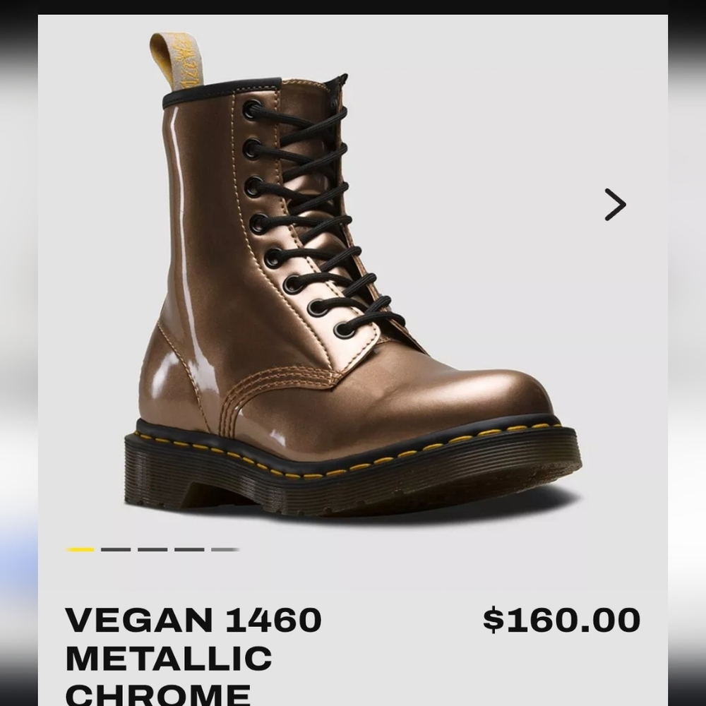Dr. Martens Vegan 1460 Metallic Chrome Boots Size 8